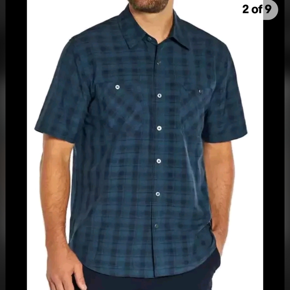 Orvis Blue Casual Button Down Shirt Men's XXL Short Sleeve Summer